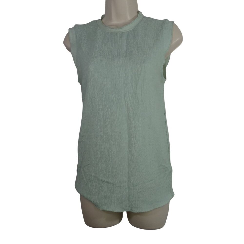 Wishlist Mint Green Woven Sleeveless Top Women Size S High Neck Textured